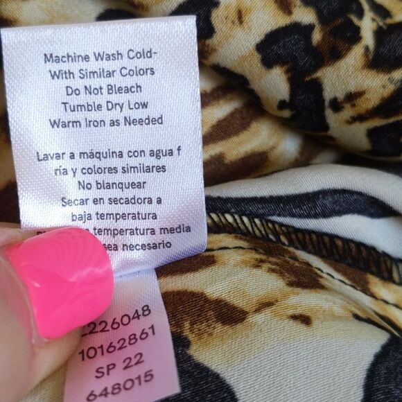 VENUS animal print v-neck peplum tank top blouse, black lace, S - Picture 5 of 8